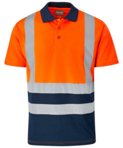 Dromex - 2 tone hiviz golf shirt lime / navy 180g polycotton size 3XL