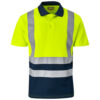 Dromex - 2 tone hiviz golf shirt lime / navy 180g polycotton size M