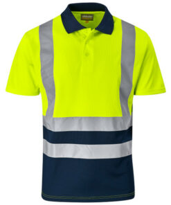 Dromex - 2 tone hiviz golf shirt lime / navy 180g polycotton size 3XL