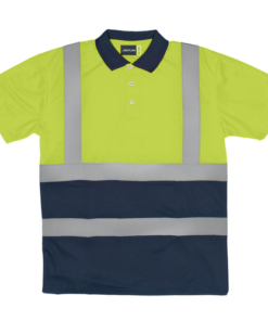 Dromex - 2 tone hiviz golf shirt lime / navy 180g polycotton size 2XL