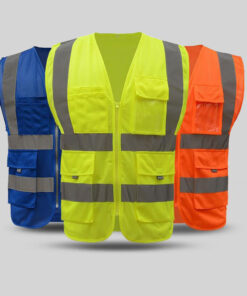 blue and lime reflector jackets
