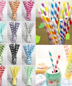 green and white straws