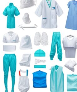100% cotton reusable scrubs bottom blue large