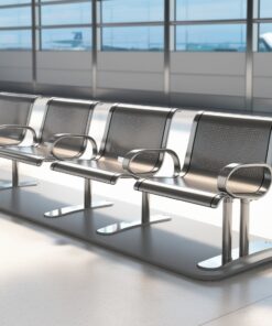 Airport Bench  Indoor Waiting Room Seat  Chrome  Four Seater  4