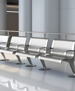 Airport Bench  Indoor and Outdoor Waiting Room Seat  Stainless Steel  Four Seater