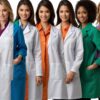 3 4 sleeve white lab coat