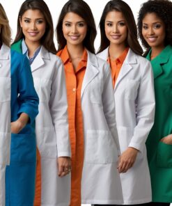 3 4 sleeve white lab coat