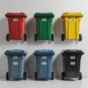 Red 1000 liter wheelie bin