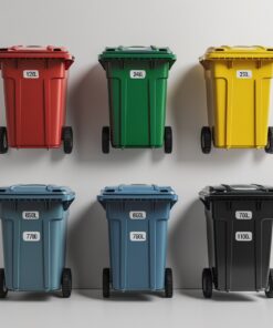 Red 660 liter wheelie bin