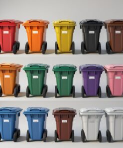 Yellow 550 liter wheelie bin