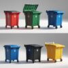 Red 240 liter wheelie bin