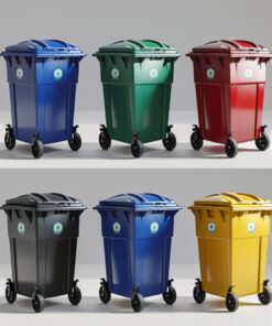 Orange 660 liter wheelie bin