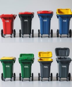 Brown 1000 liter wheelie bin