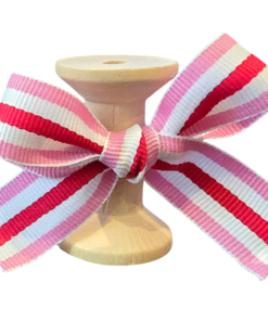 No 214 – Light Pink, Cranberry & White Stripe 20mm