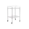 Medium size dressing trolley. Stainless steel frame and s/s shelves.