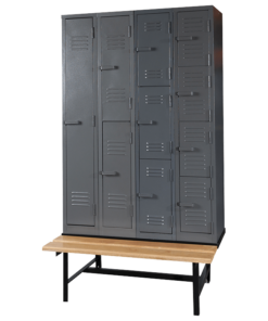 Solid Steel Lockers on Bench