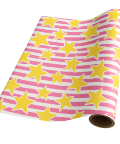 Star-Striped – Pink & Yellow – Giftwrap (5m x 50cm)