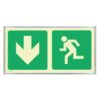 Photoluminescent Sign Frame - Man Running Green Arrow Down - 380 x 190mm - SIGNP2MA(D1)