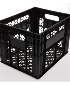 Milk Crate - Vented Base and Sides - Plastic Dairy Container - 43 x 33.5 x 30.5 cm - Recycled Material - Black - PI-200-black