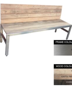 Slimline Bench - Stainless Steel 304 and Wood - Adj. Feet - 45x180x49cm - Colour Options - SLB4241S