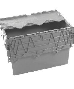 Plastic Crate - Hinged Lid - SABS Approved - 70L - Grey - Pack of 80 - AT64400-grey