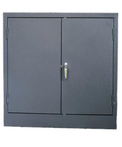 Steel Cupboard - Metal Stationery - 2 Shelves - Hammertone Grey - Knock Down (Requires Assembly) - 90 x 90 x 45 cm - SC004KD-grey