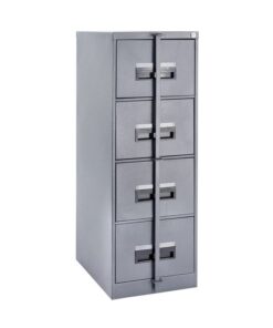 Steel Office Filing Cabinet - 4 Drawer File - Security Bar - Knock Down (Requires Assembly) - 130 x 47 x 63 cm - 4FC01KD-grey