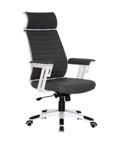 High Back Office Chair - Headrest - Wall Street - PU Leather - Swivel and Tilt - Gas Height - Dark Grey