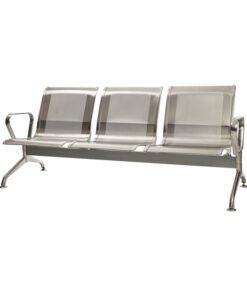 Airport Bench - Public Seating - Stainless Steel - Indoor and Outdoor Use - Flat Packed - Three Seater - 180 x 67 x 79 cm