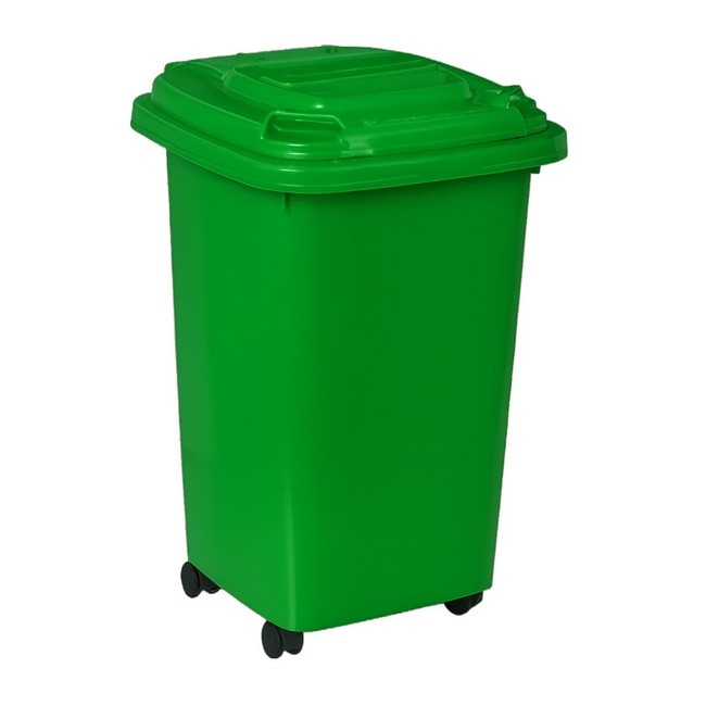 50L Wheelie Bin - 4 Wheel - Plastic - Green