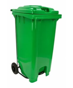 Wheelie Pedal Bin - 240L Foot Operated Pedal Bin - Plastic - Green