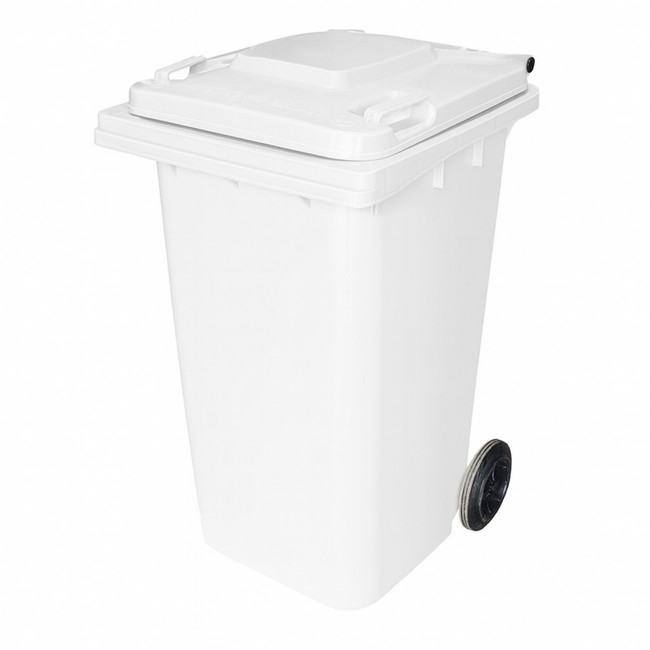 240L Wheelie Bin - 2 Wheel - Plastic - White