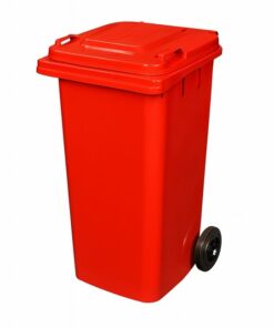 120L Wheelie Bin- 2 Wheel - Plastic - Red