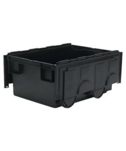 Matlock Euro Container with Lid - Plastic ALC - Heavy-Duty - 60 x 40 x 26.5 cm - Black - 49.5L - Nestable & Stackable
