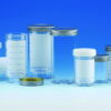 Sample containers 250 ml, PS with metal cap, with label, sterile AS, pack of 50