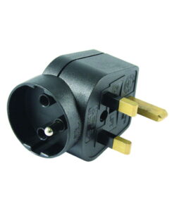 Martin Kaiser Transitional Plug Black of Male with 2 Earthing Contact System to England Plug, Angle Construction with Fuse