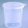 Beaker 400 ml, PP, natural, graduated, w. snap lid, assembled, pack of 185