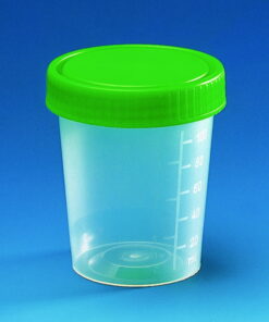 Urine beaker, PP, PLASTIBRAND, with screw cap PU=1000
