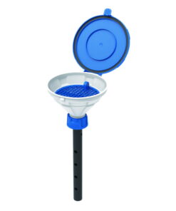 SCAT Funnel with lid "MARCO", V2.0, GL45, PE-HD, with lance (220 mm) and removable sieve
