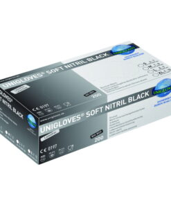 Unigloves Soft Nitrile Gloves Size XL (9-10), Black, Big Box (Pack of 200)