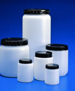 Kartell Cylindrical Jars 500 mL HDPE White with Black Screw Cap Pack of 10