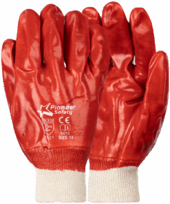 Red PVC Knit Wrist Glove