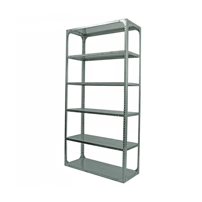 Bolted Shelving Steel Bay 6 Shelves - Uni-Angle - Six Shelf Kit - Galvanised - 365.8 x 91.4 x 38.1 cm