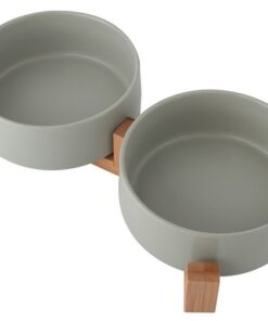 2 Piece Ceramic Bowl & Bamboo Stand