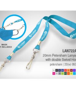 20mm Petersham Lanyard with 1 colour print for holding mask – Adults – Min 250 units