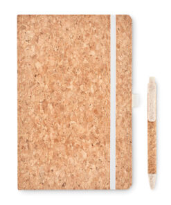 A5 cork cover notebook with lined paper including a pen with Cork barrel