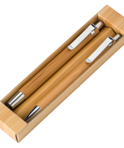Bamboo Pen and Clutch Pencil Set – Packaged in cardboard box with sleeve