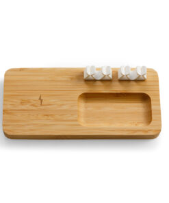 Bamboo Wireless Charger & Desktop Organiser With Cable Clips