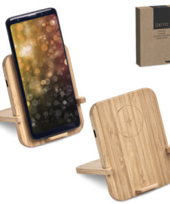Bamboo Wireless Charger & Phone Stand – Eco-Friendly Corporate Gift
