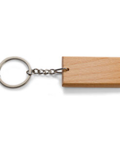 Beech Wood Rectangular Keyring